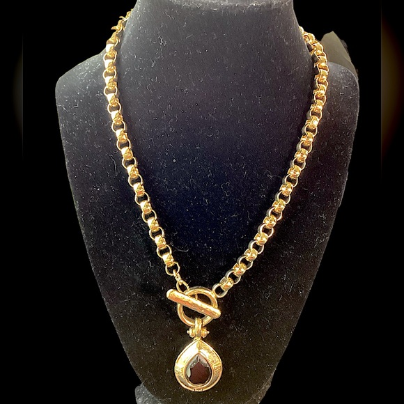 Vintage 1980’s Givenchy Black Onyx Toggle Necklace